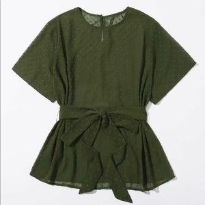 Swiss Dot Chiffon Belted Top